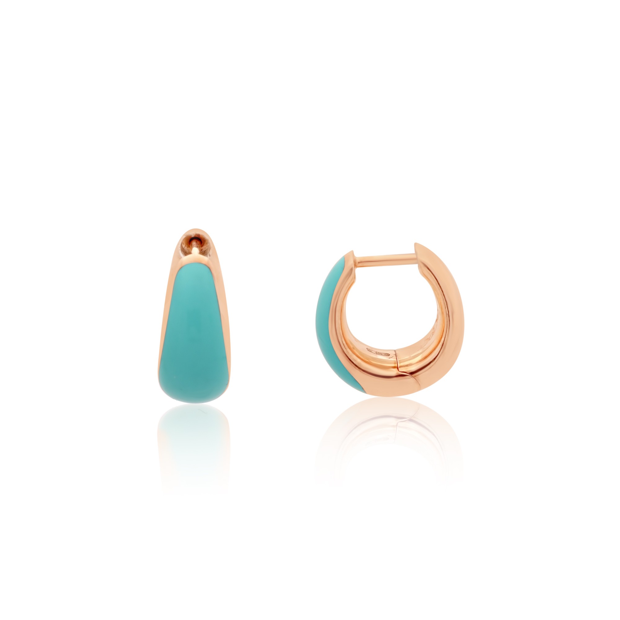 Mono pendiente rondelle en oro rosa 18kt con esmalte turquesa DODO - DODO