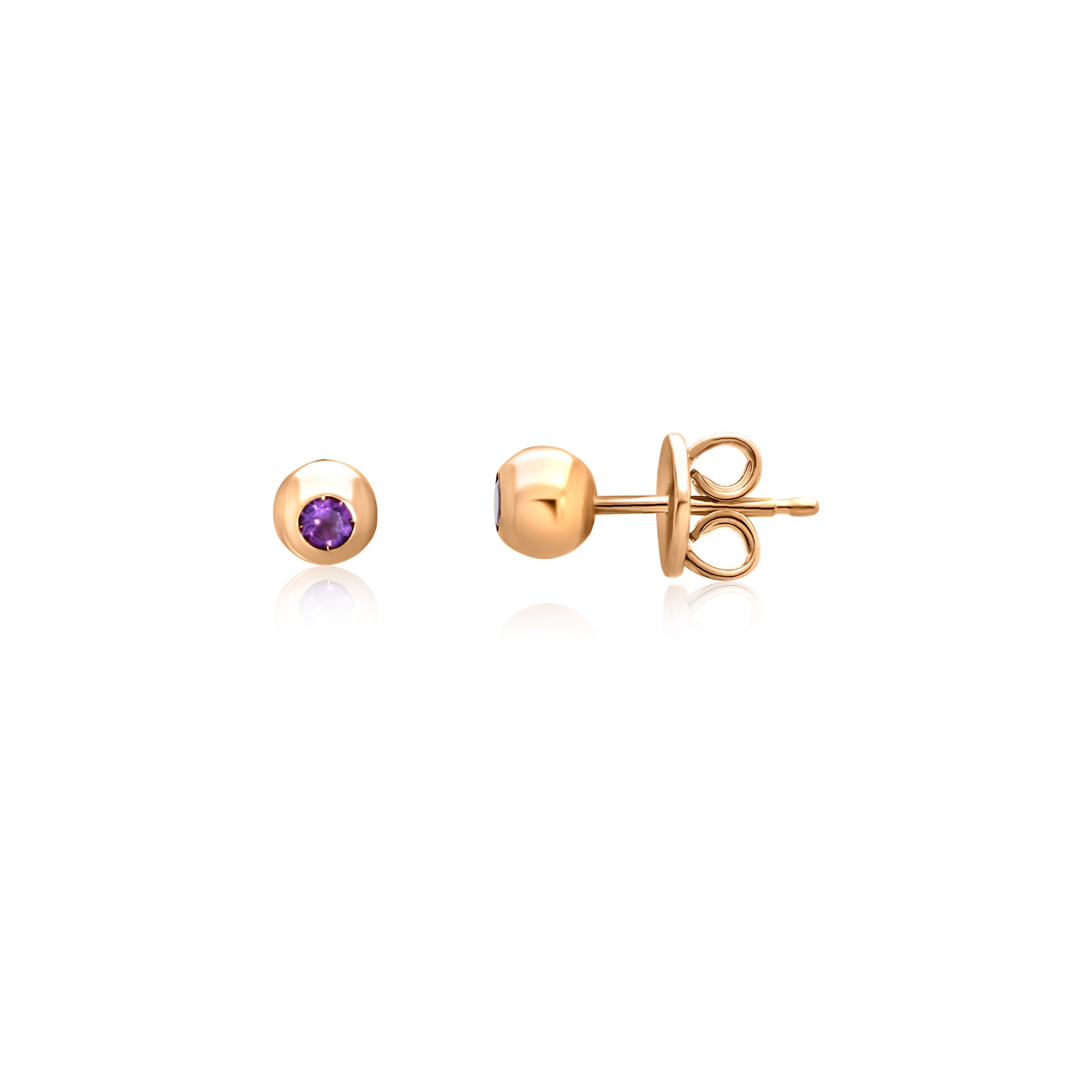 Mono pendiente en oro rosa 9kt con amatista Bollicine DODO - DODO