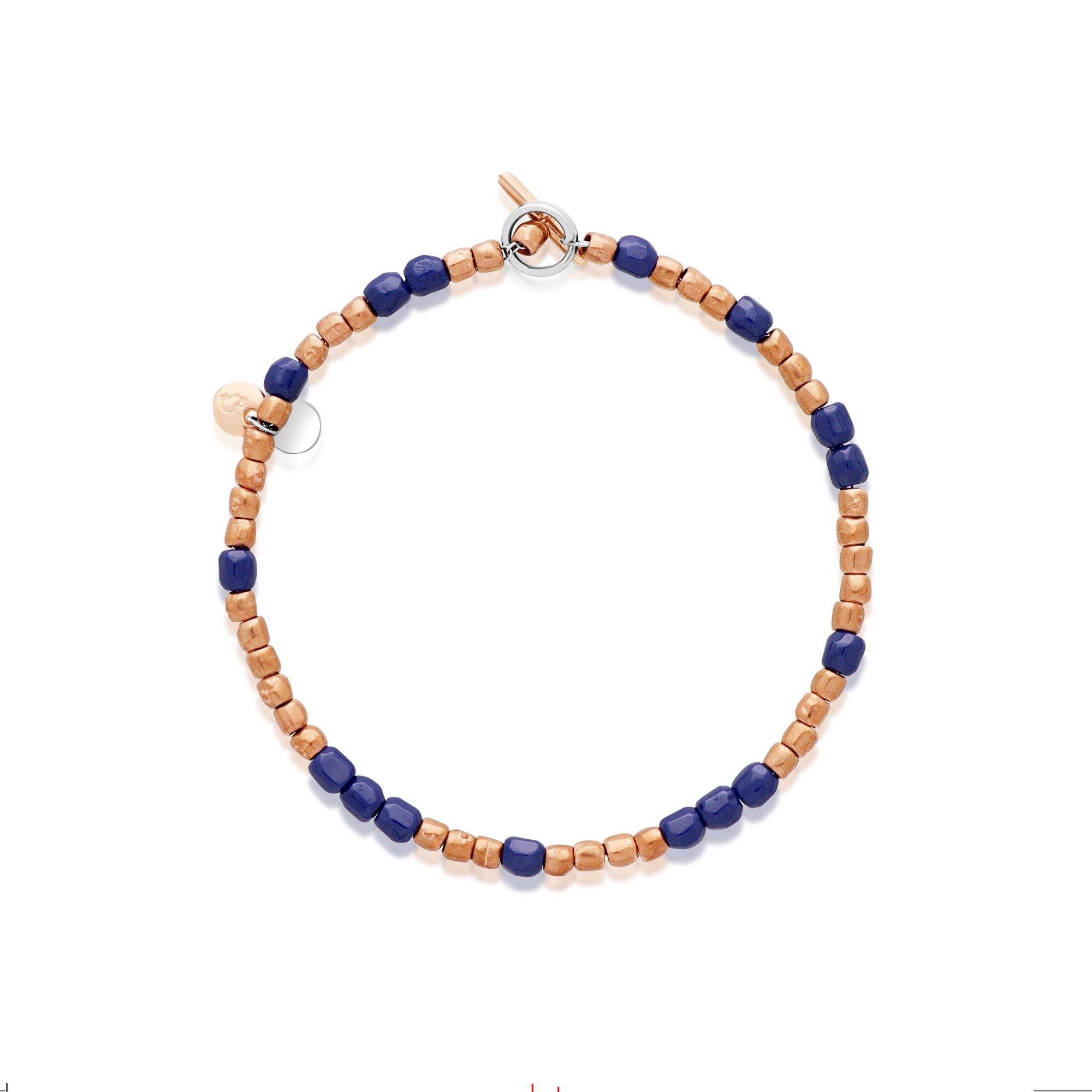 Bracciale in oro rosa 9kt e ceramica blu Granelli DODO 16 cm - DODO