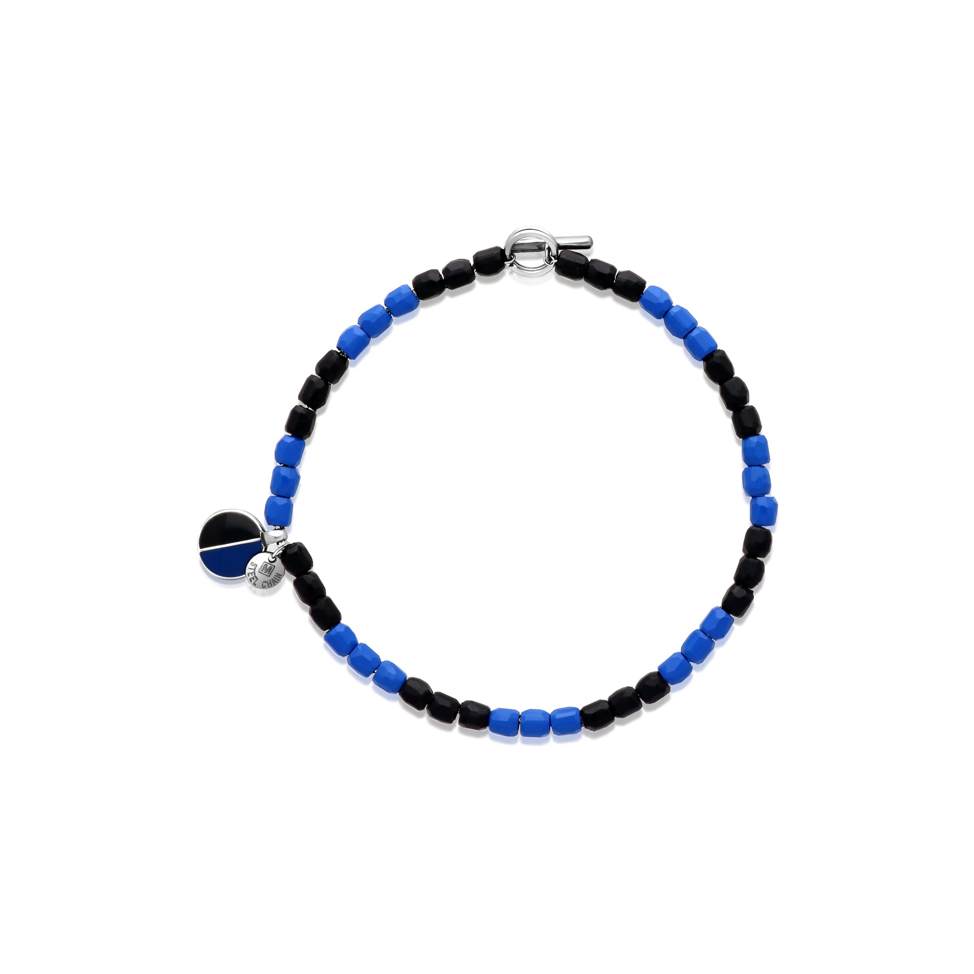 Pulsera plata piedras negras azules colgante Granelli DODO 17 cm - DODO