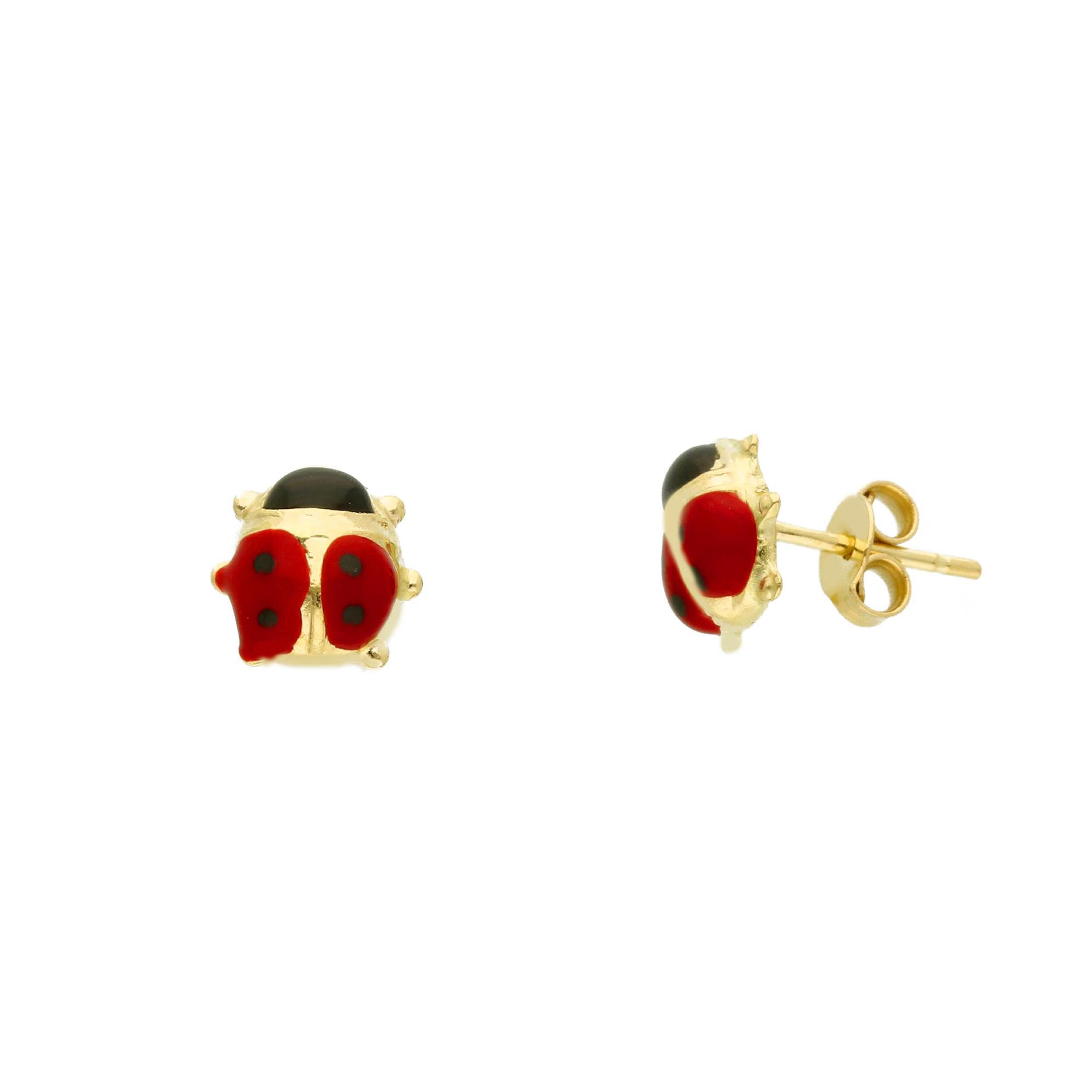 Baby girl earrings with ladybug - ORO&CO