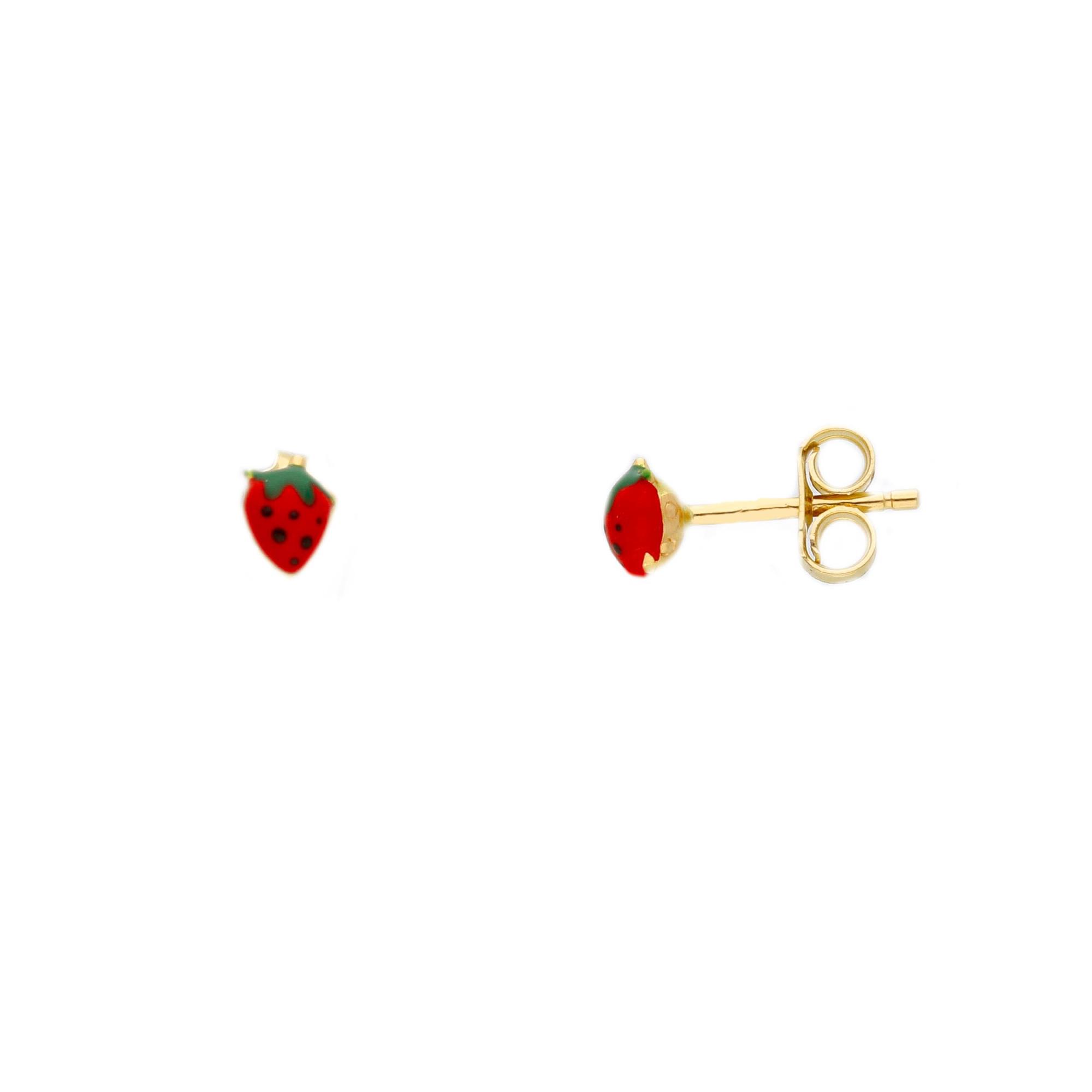 Pendientes bebe dorados con fresas - ORO&CO