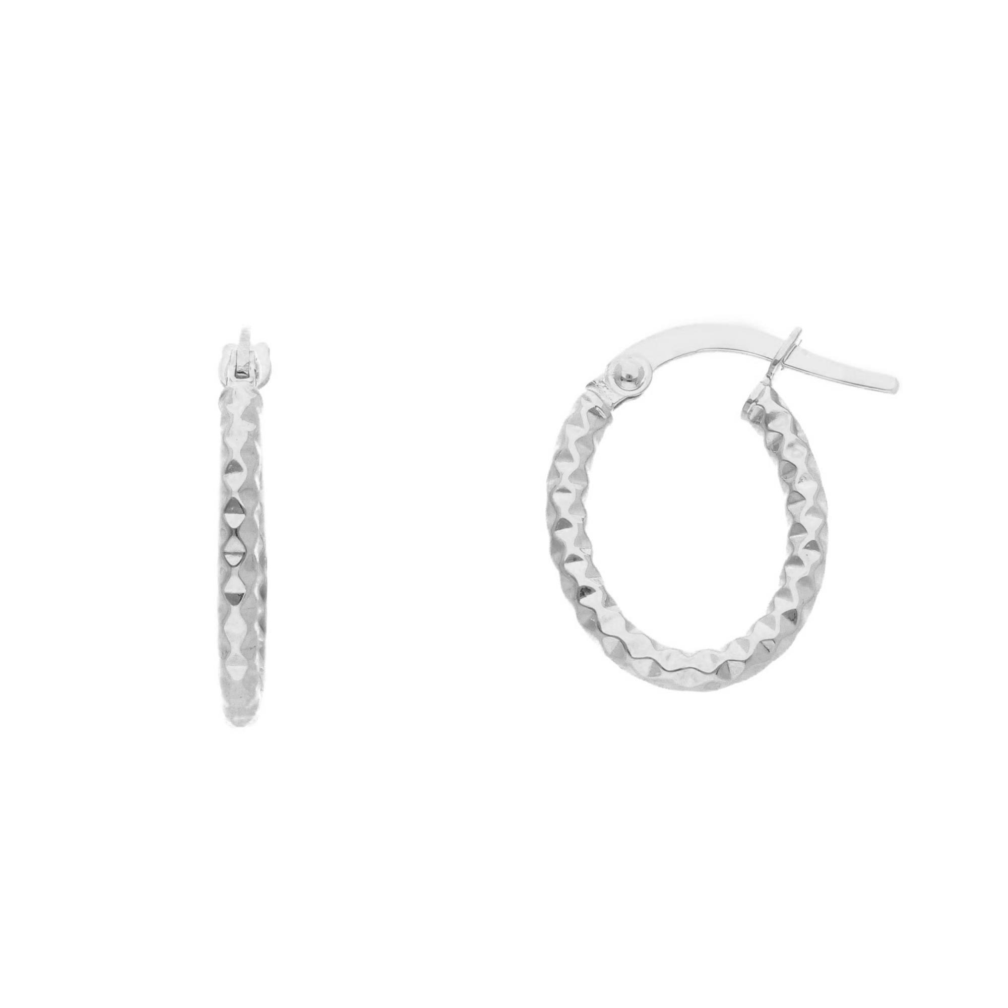 Hammered white gold hoop earrings - ORO&CO
