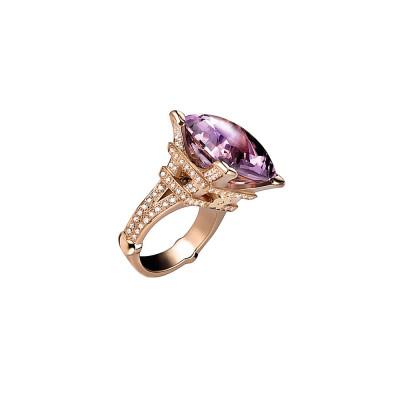Madame Eiffel ring in red gold with diamonds and amethyst - PASQUALE BRUNI