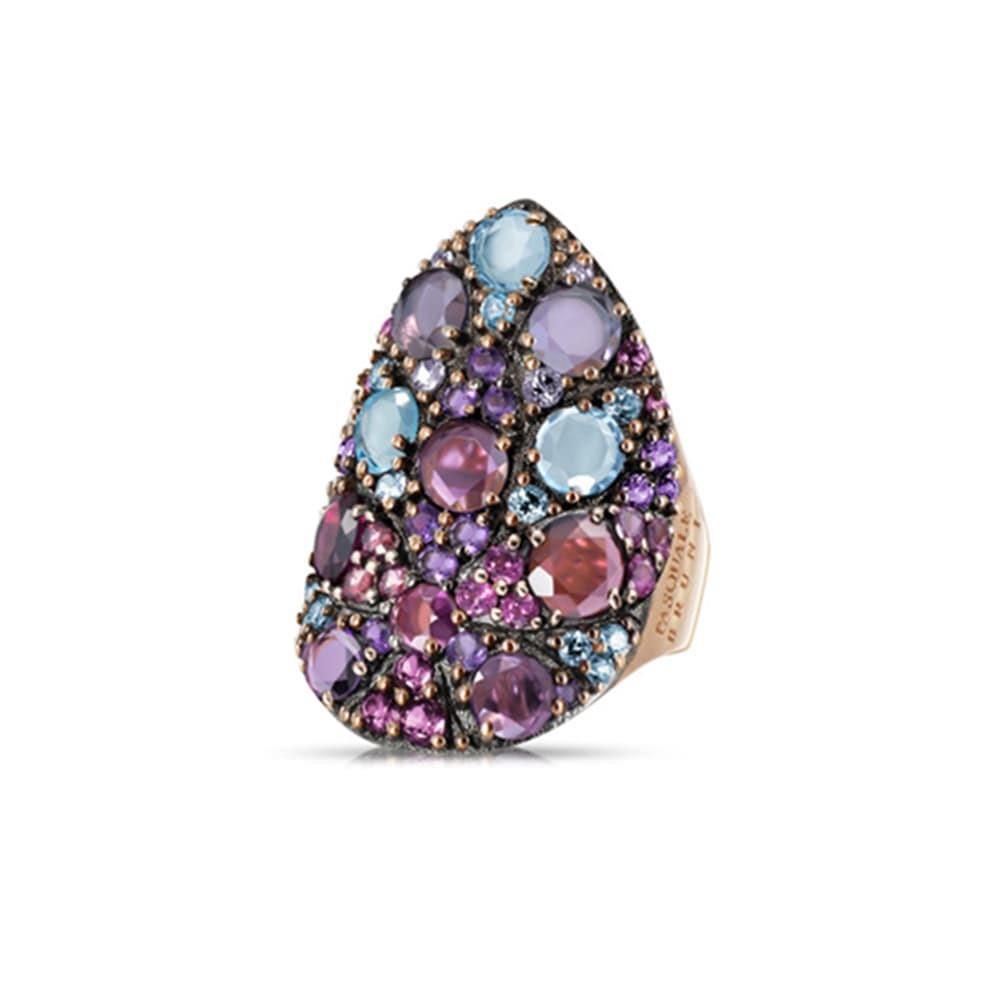 Mandala ring in red gold with semi-precious stones - PASQUALE BRUNI