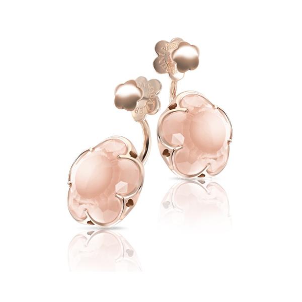 Bon Ton earrings in red gold with rose quartz - PASQUALE BRUNI