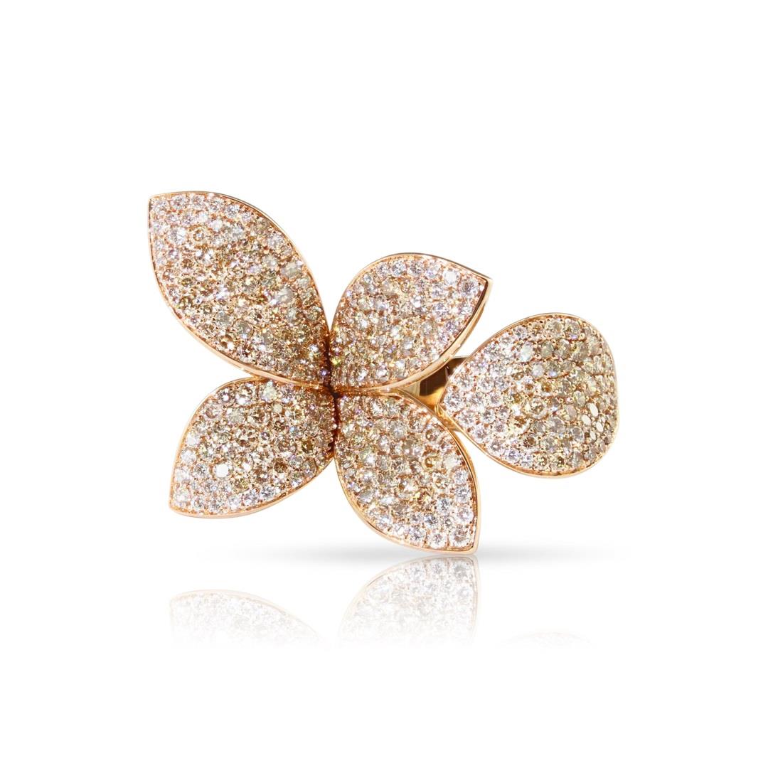 Five-leaf Secret Gardens ring in red gold and diamonds - PASQUALE BRUNI