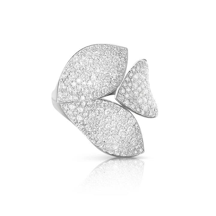 Giardini Segreti three-leaf ring in white gold and diamonds - PASQUALE BRUNI