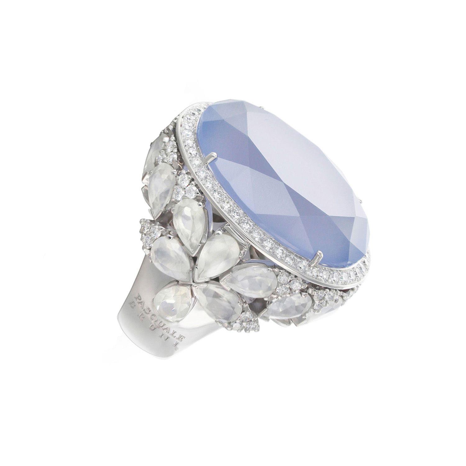 Garlanda ring in white gold with diamonds and stones - PASQUALE BRUNI
