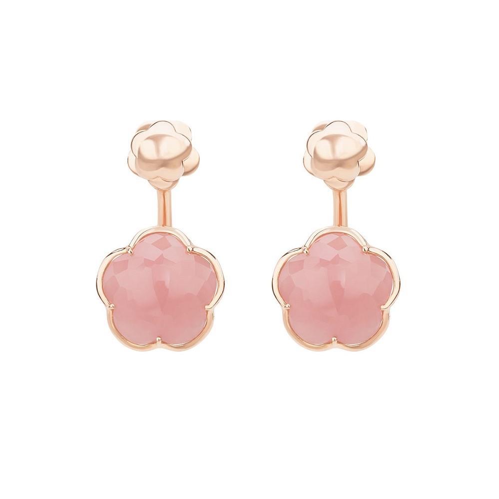 Bon Ton earrings in red gold with pink chalcedony - PASQUALE BRUNI