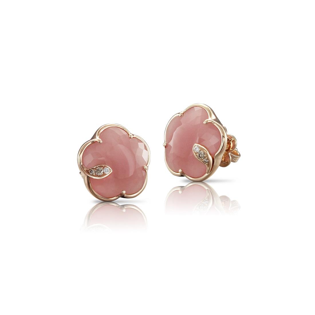 Orecchini Petit Joli con diamanti e calcedonio rosa - PASQUALE BRUNI