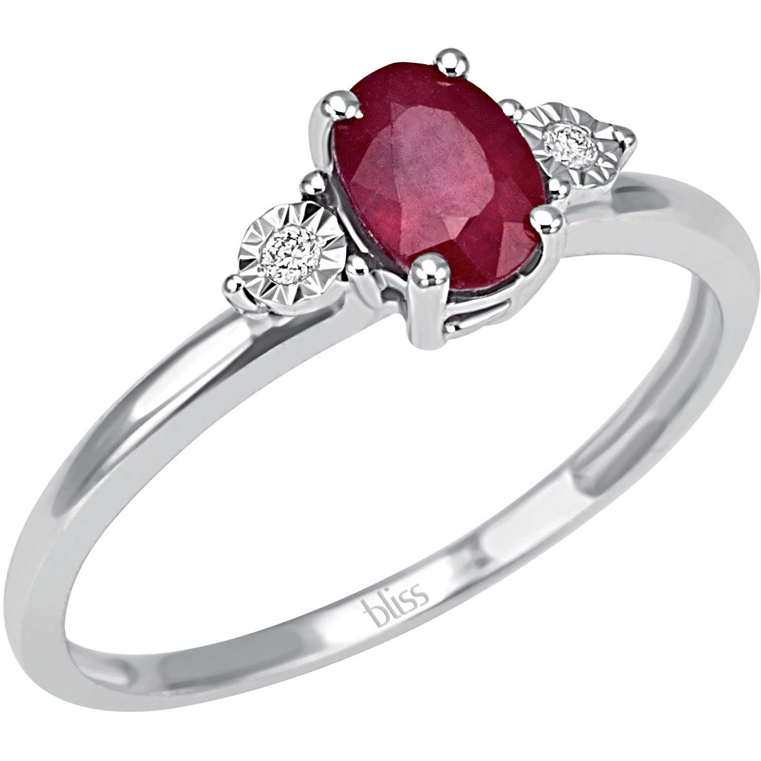 18 kt white gold ring with diamond and red ruby Stephanie Bliss - BLISS