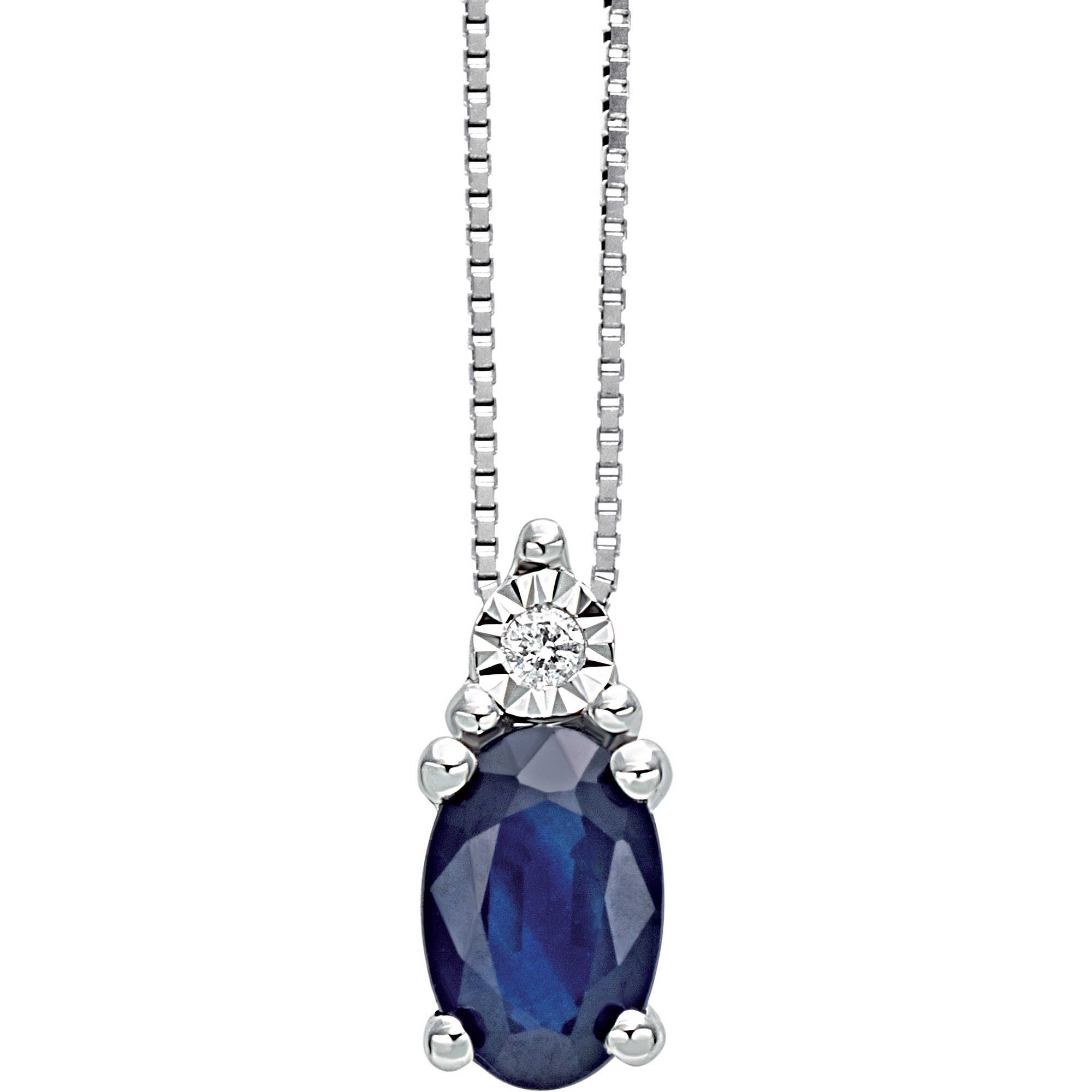 18 kt white gold necklace with diamond and blue sapphire Stephanie Bliss - BLISS