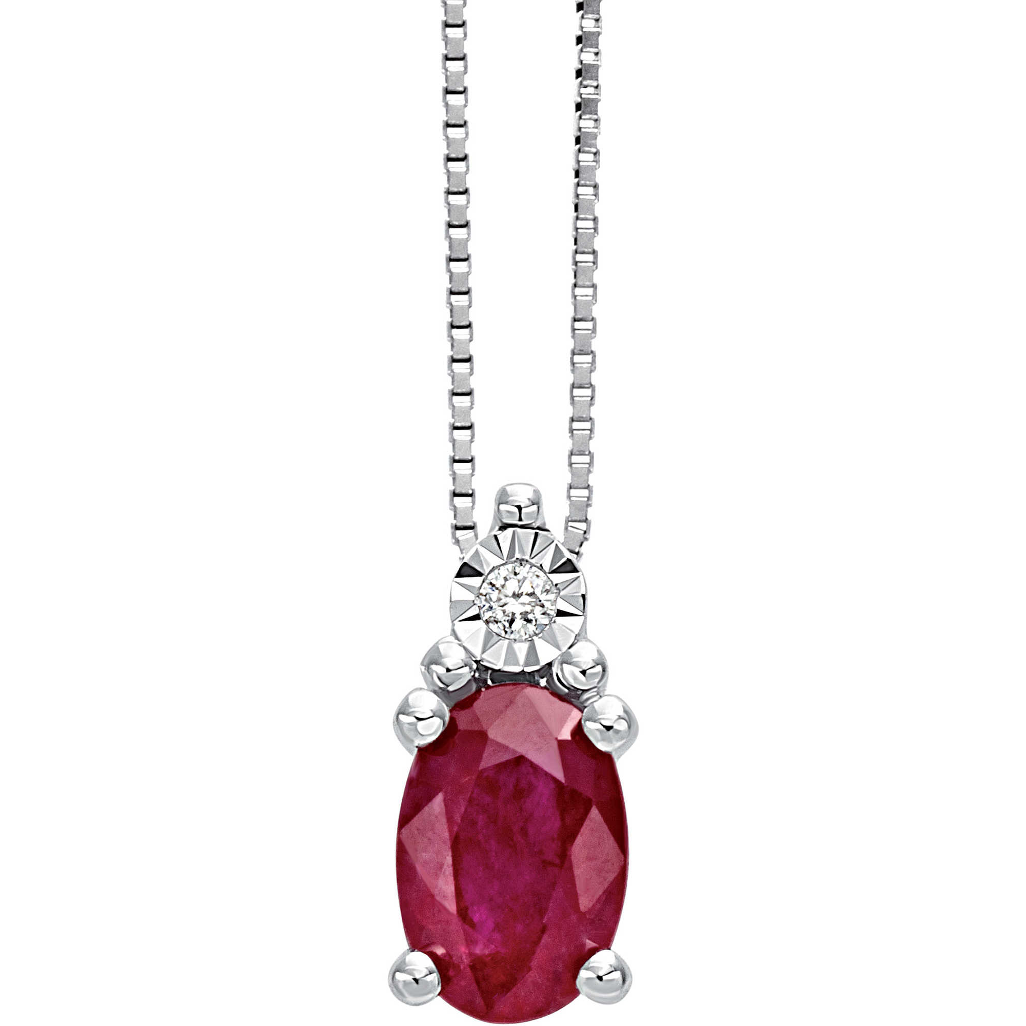 18 kt white gold necklace with diamond and red ruby Stephanie Bliss - BLISS