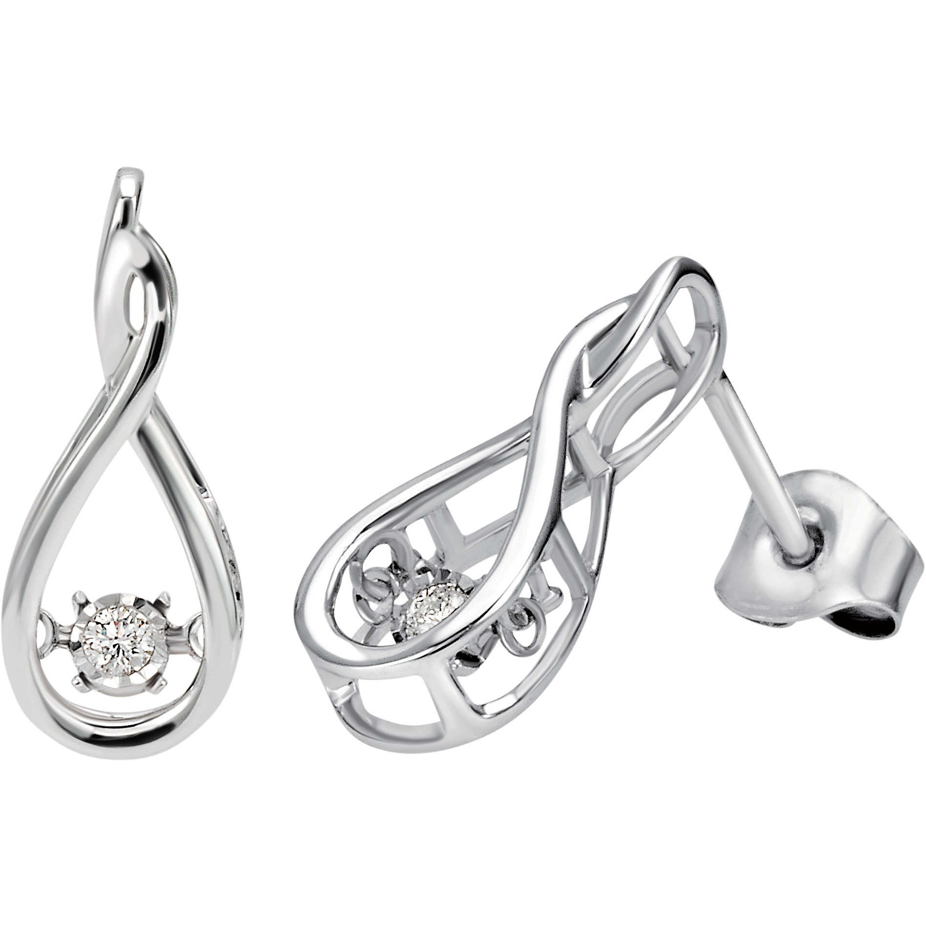 18 kt white gold earrings with 0.06 ct diamond Bliss Moving Light - BLISS