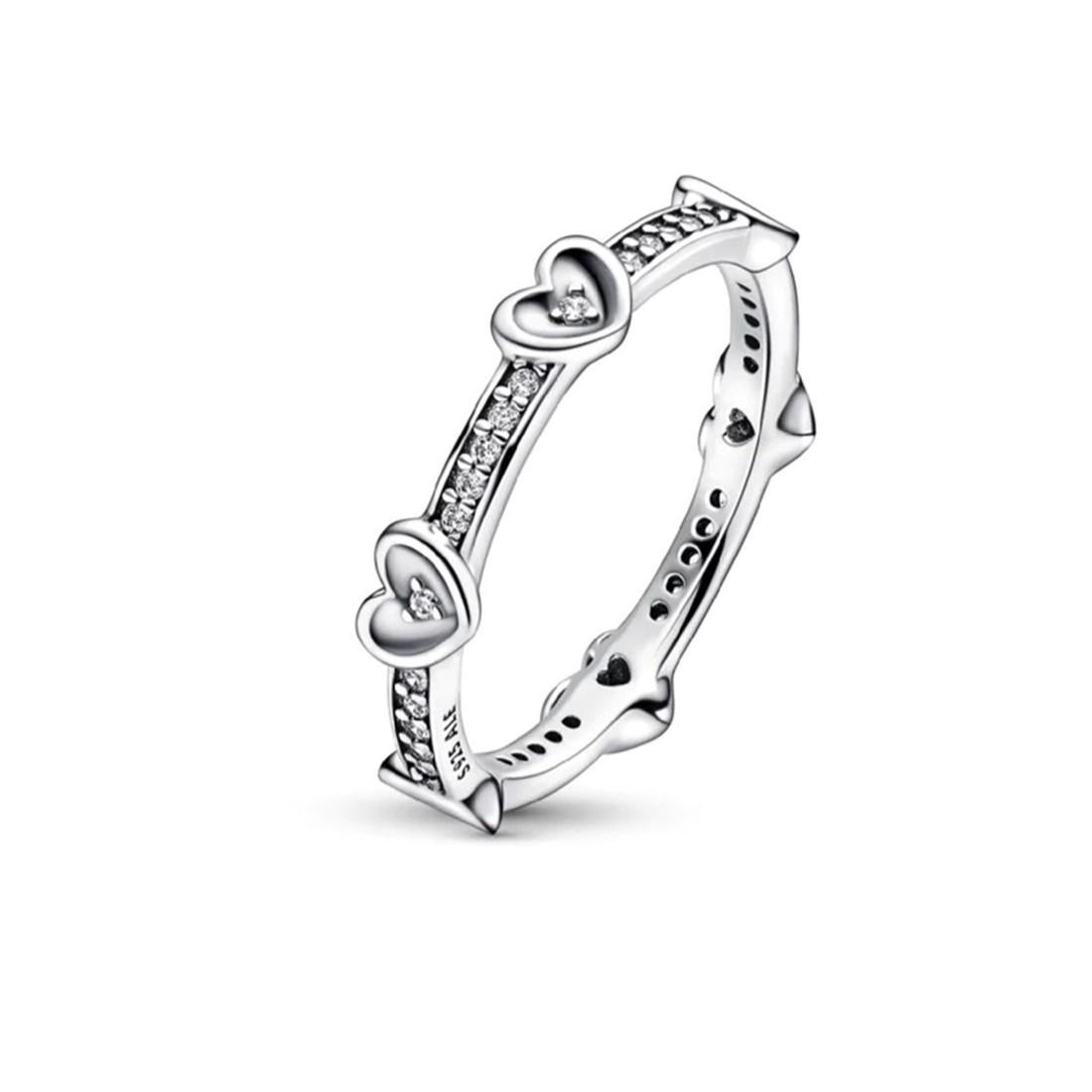Pandora Shining Hearts ring in silver - PANDORA