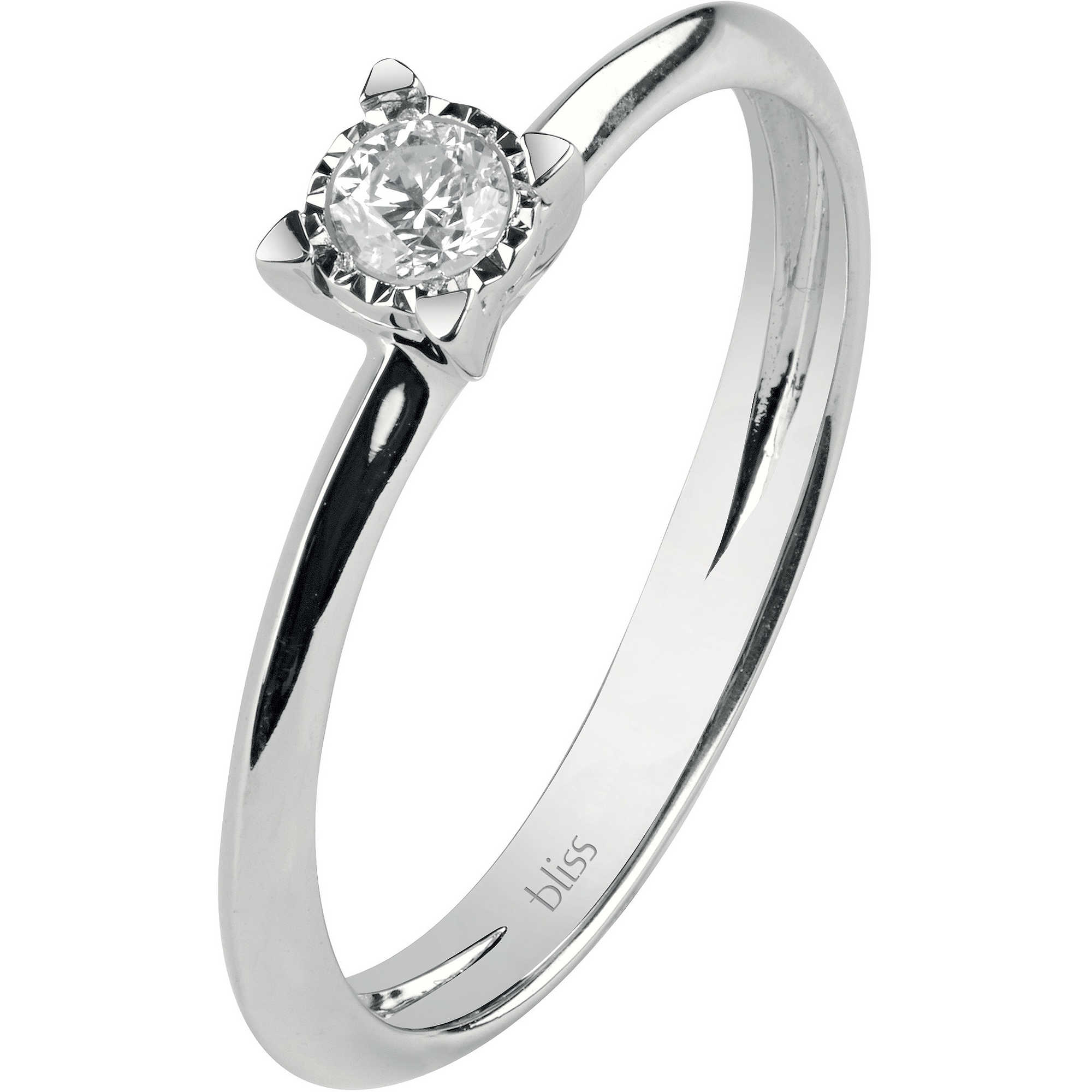 Solitaire ring in 18 kt white gold with 0.12 ct diamond 4 prong model Bliss Norma - BLISS