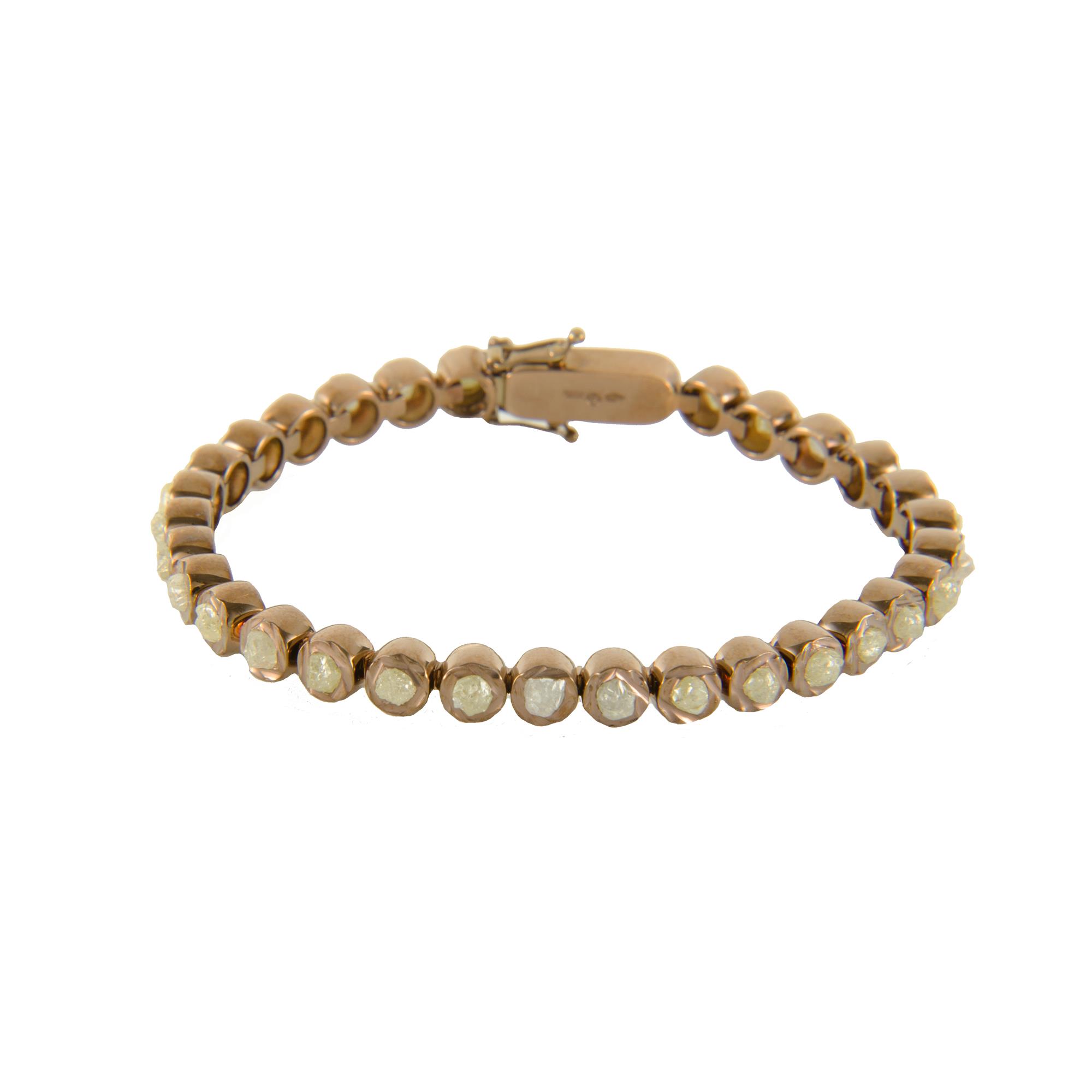 BRACCIALE TENNIS IN ORO BRUNITO E DIAMANTI GREZZI CT 6,80 MIS CM 17,5  - DAMIANI