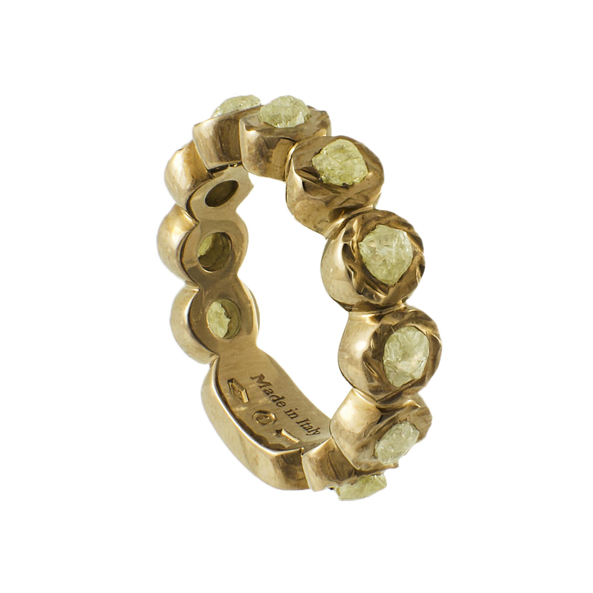 ANELLO IN ORO ROSA E DIAMANTI GREZZI CT 2,00 MIS 17 - DAMIANI