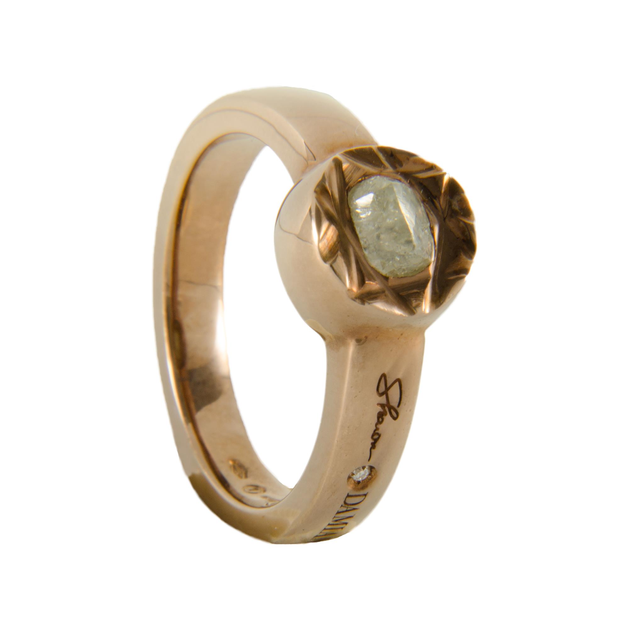 ANELLO IN ORO ROSA E DIAMANTI GREZZI CT 1,00 MIS 20 - DAMIANI