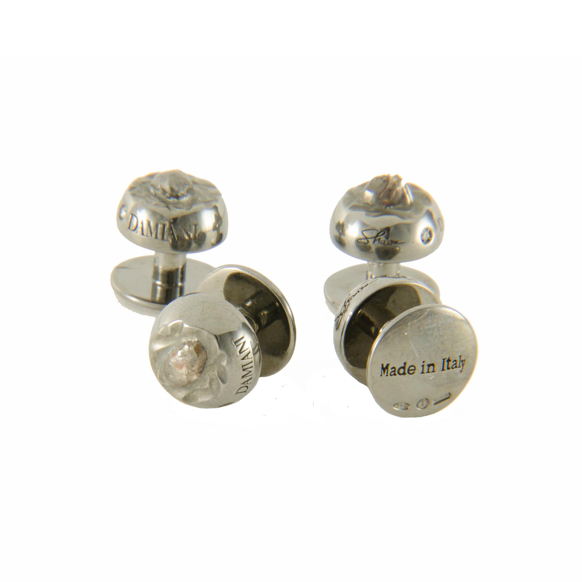 SET GEMELLI PER CAMICIA IN ARGENTO E DIAMANTI GREZZI CT 2,02 - DAMIANI