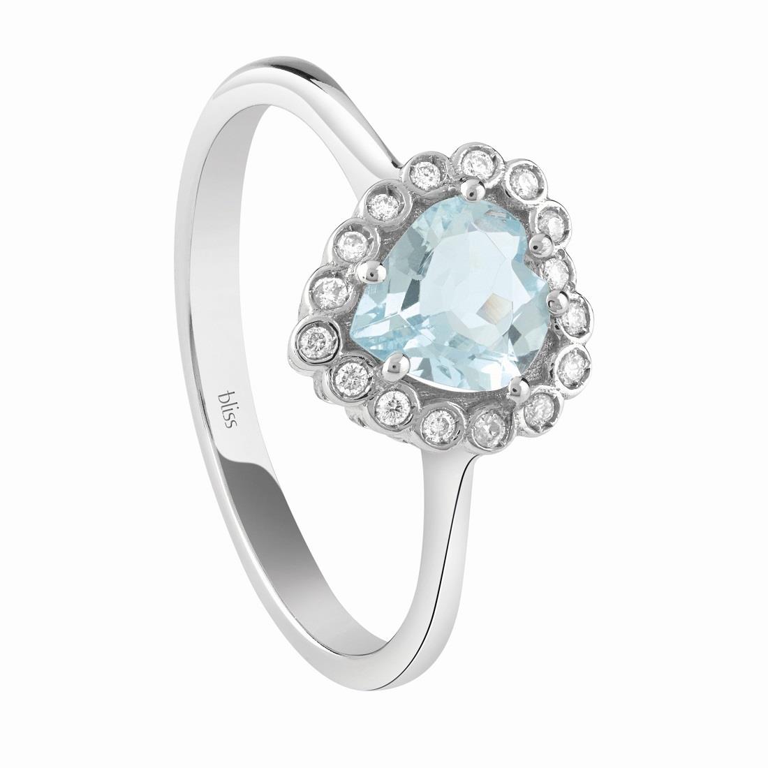 Gold ring with diamonds ct 0,064 and aquamarine - BLISS
