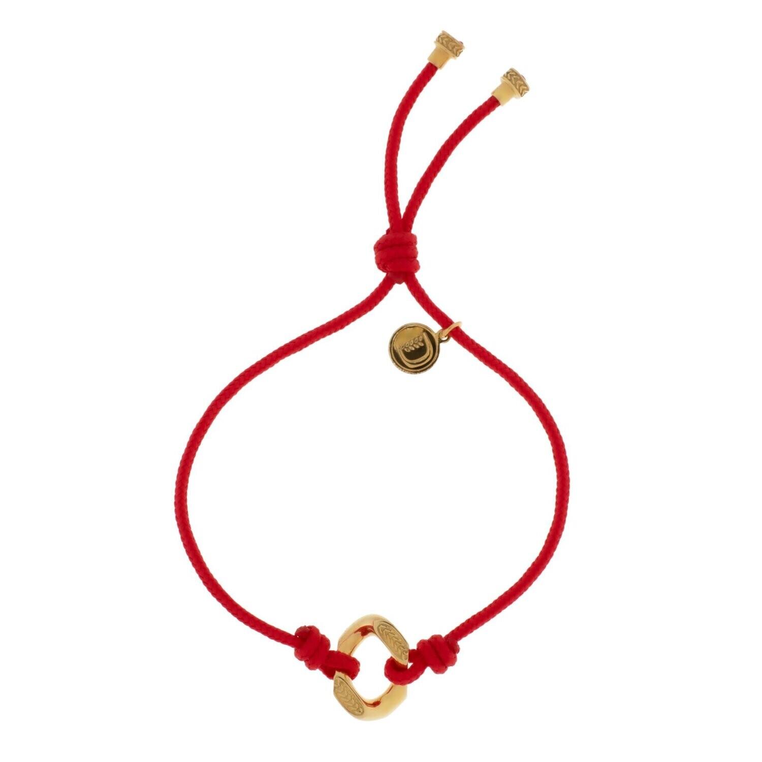 Bracciale tessuto rosso Rock charm in argento - DUEAERRE 1938