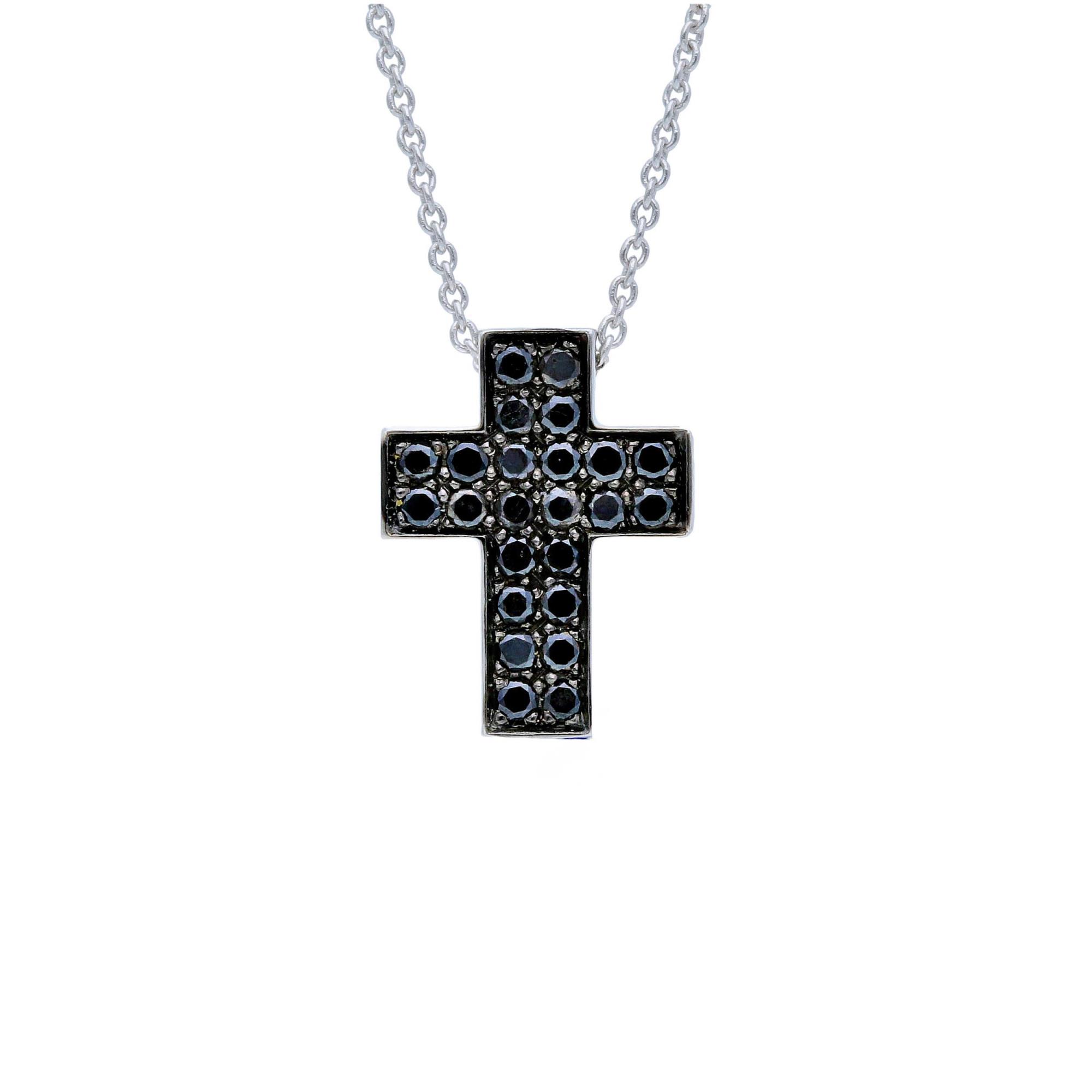 Collana con croce in diamanti neri ct. 0,30 - ALFIERI & ST. JOHN