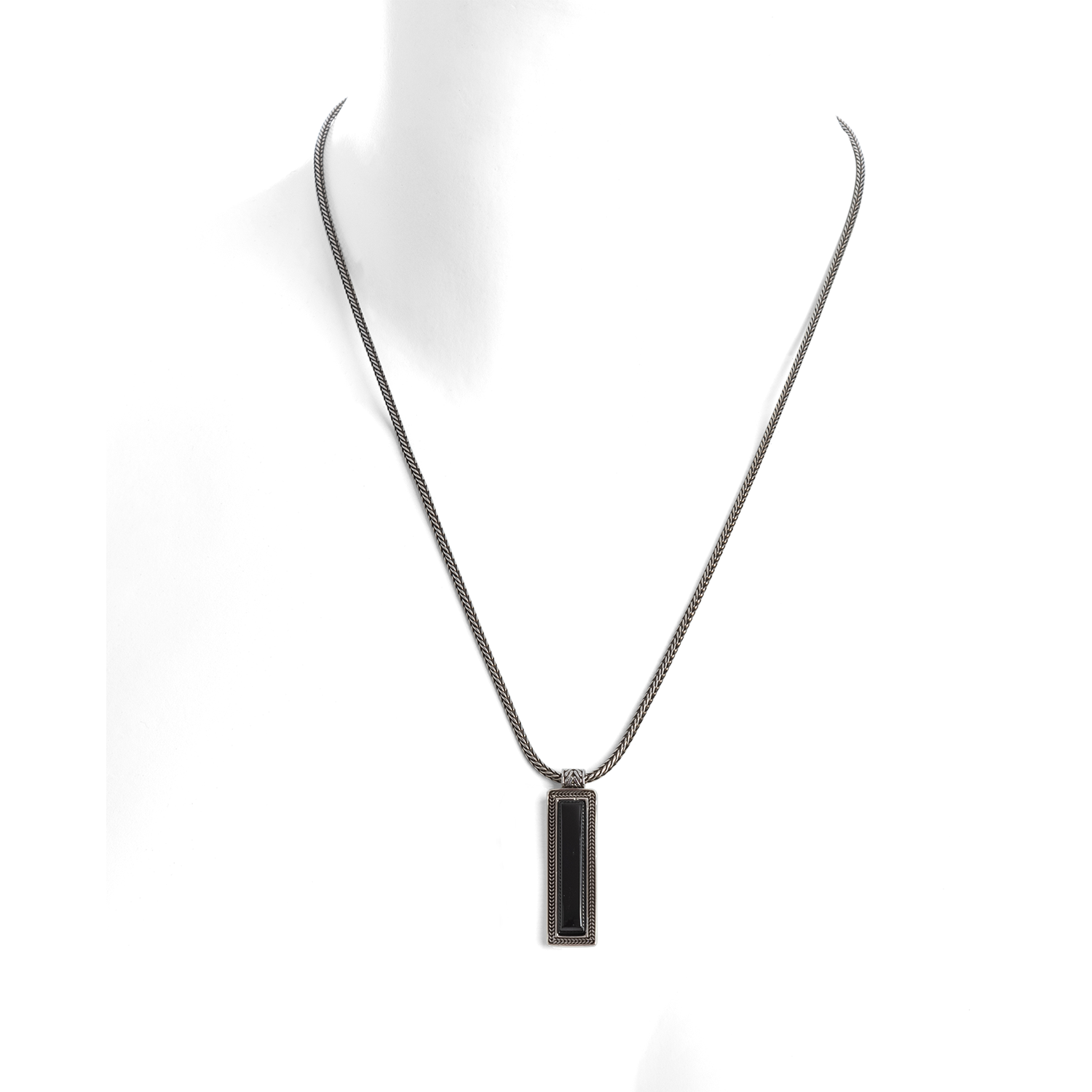 Silver men's necklace with onyx - DUEAERRE 1938