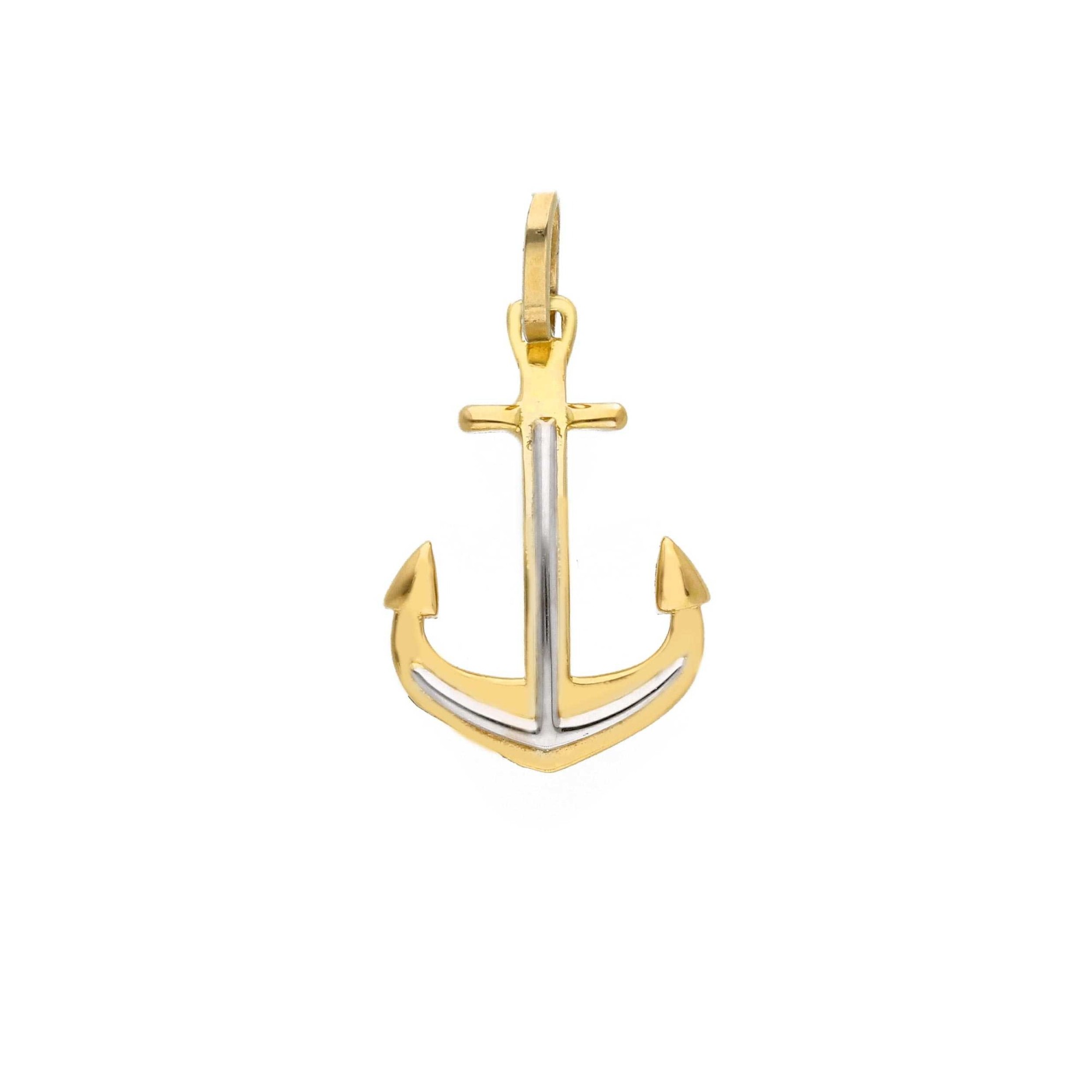 Charm in oro 18kt giallo e bianco con ancora - ORO&CO