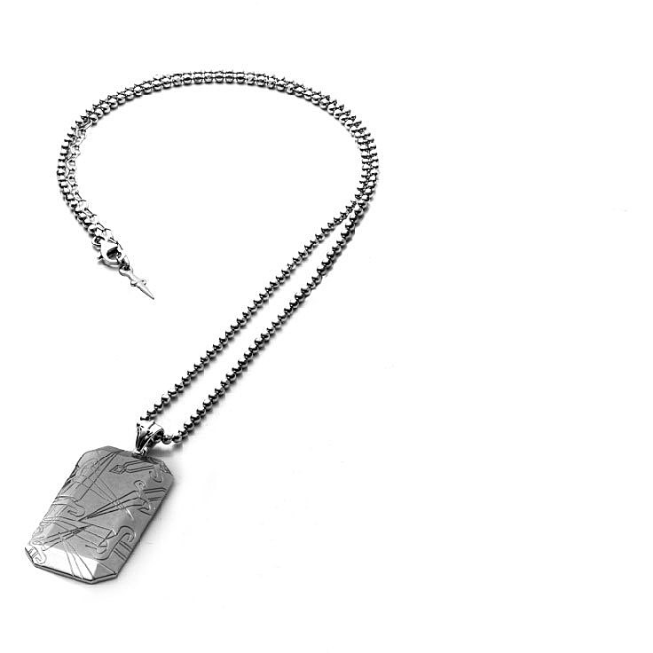 Men's kevlar and silver necklace with nautical flag detail - CESARE PACIOTTI