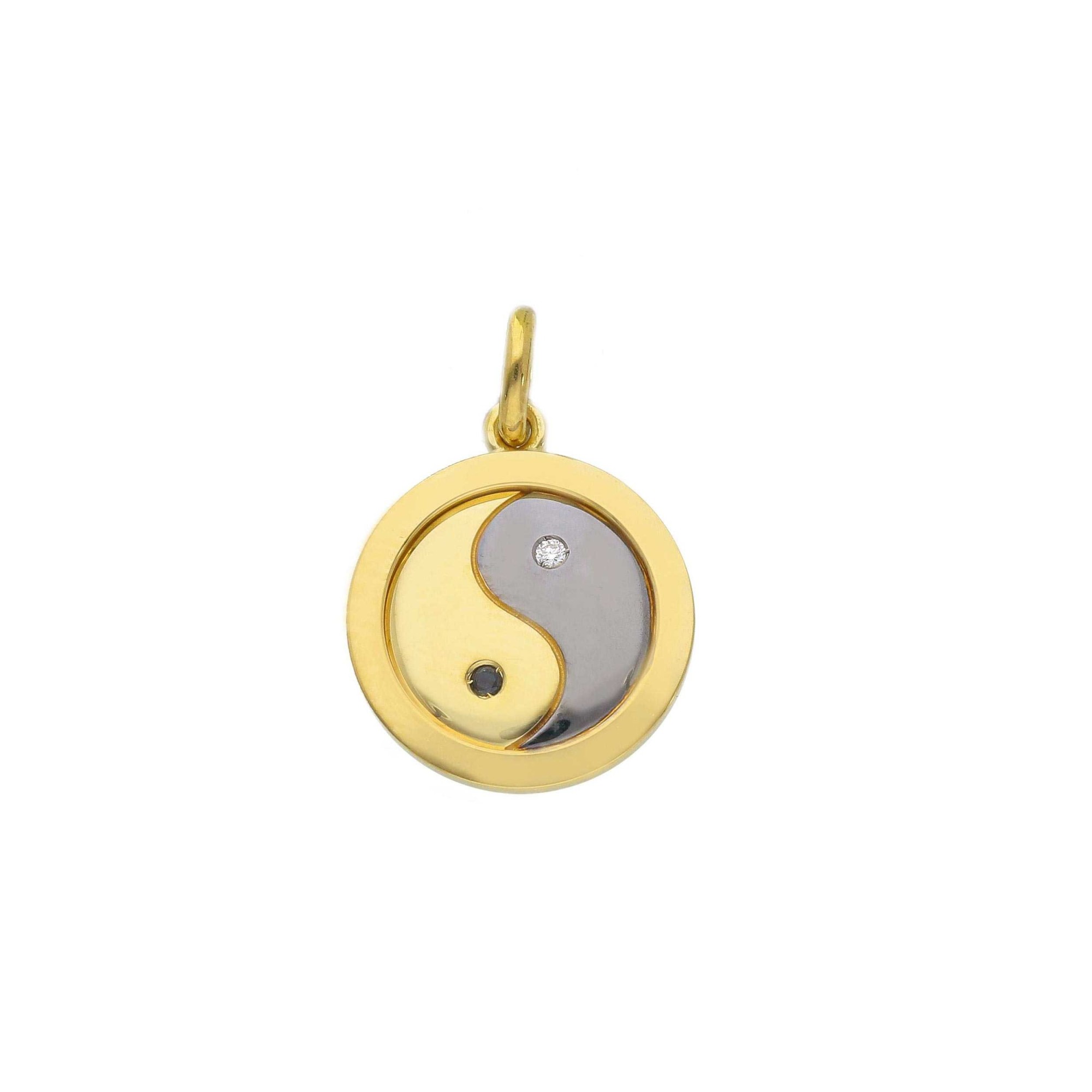Charm in oro 18kt giallo e nero con diamanti 0,01 ct - ORO&CO