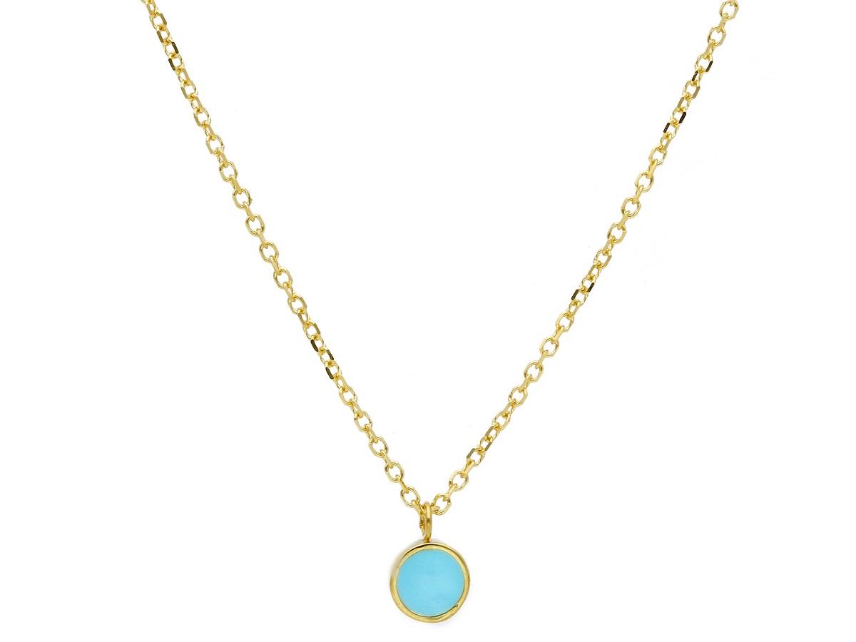 Collar de oro con colgante de esmalte azul - ORO&CO