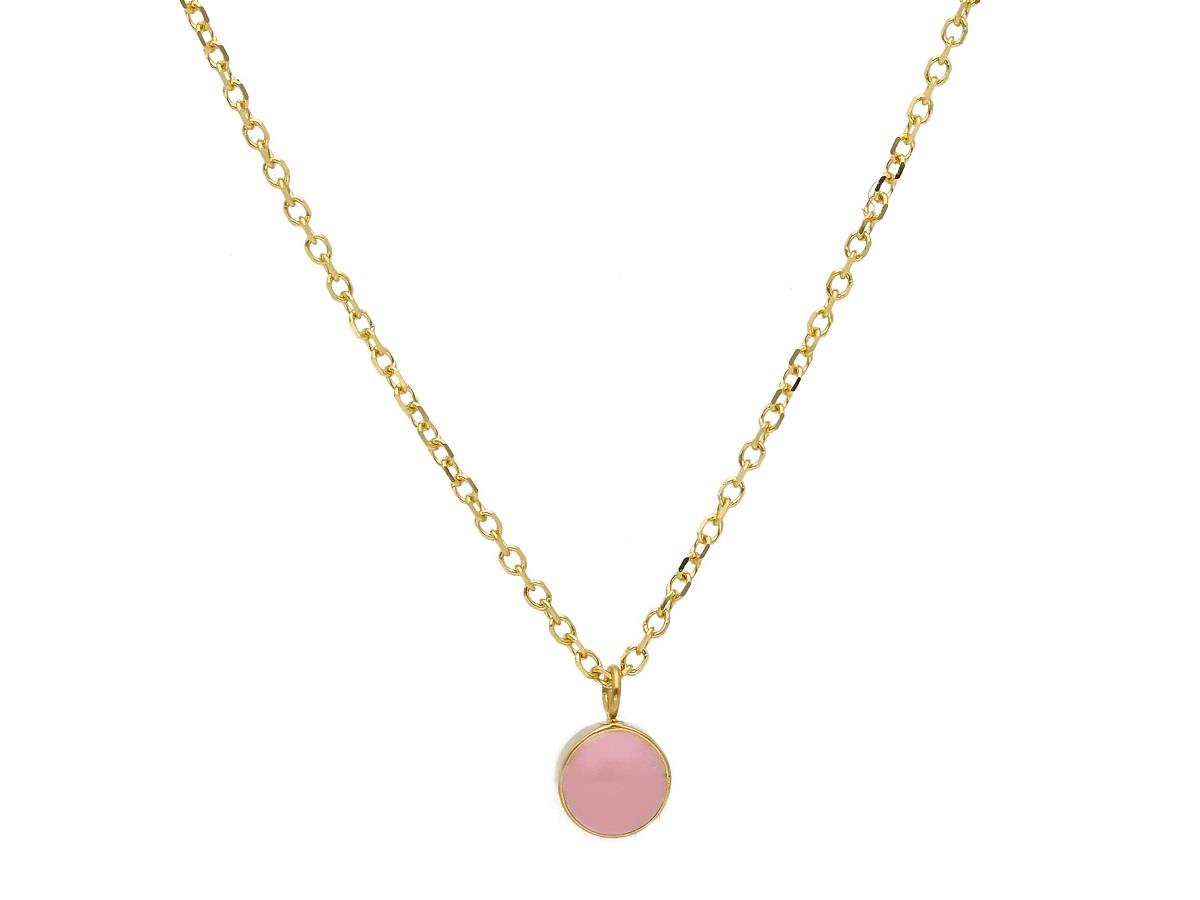 Collar de oro con colgante de esmalte rosa - ORO&CO