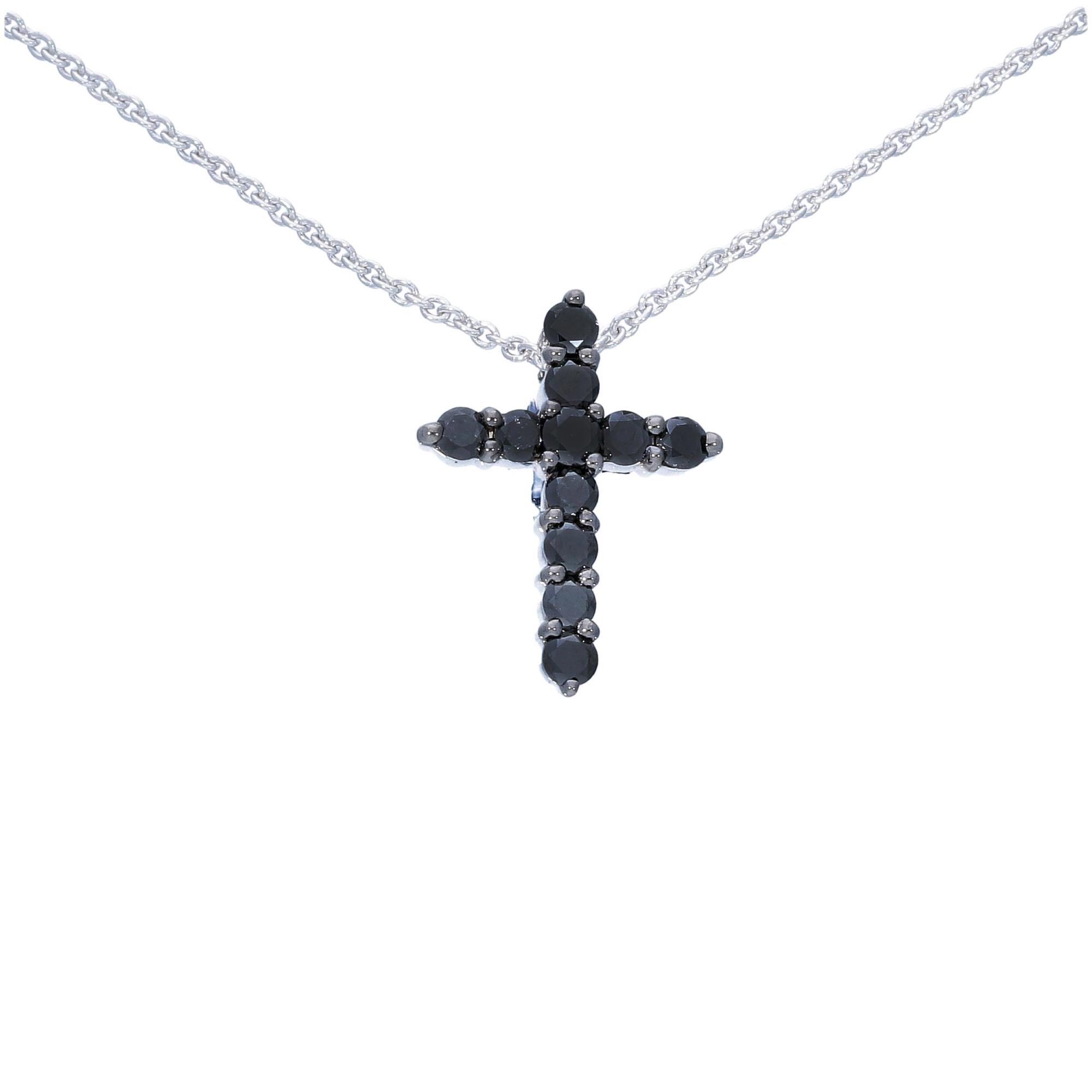 Collar con cruz en diamantes negros ct. 0,30 - ALFIERI & ST. JOHN