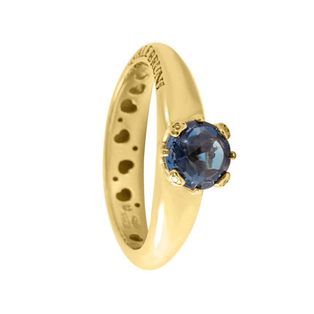 Anillo en oro rosa con topacio azul y diamante ct 0.02, medida 13 - PASQUALE BRUNI