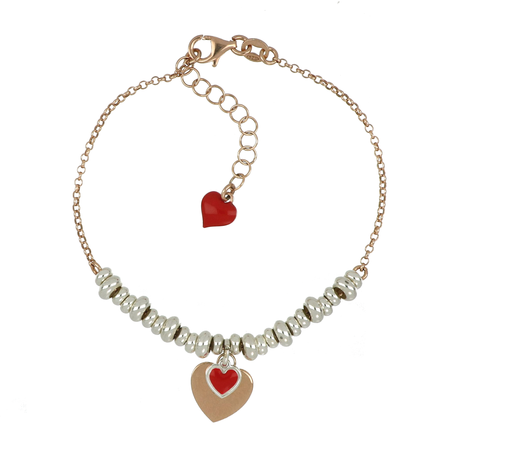 Bracciale in argento rosato con cuori - CUORI MILANO