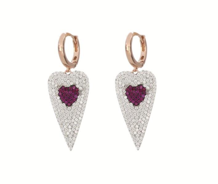 Rose silver earrings with hearts - CUORI MILANO