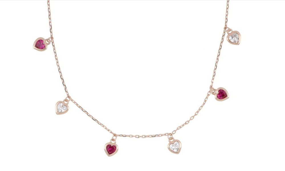 Collar de plata rosa con corazones - CUORI MILANO