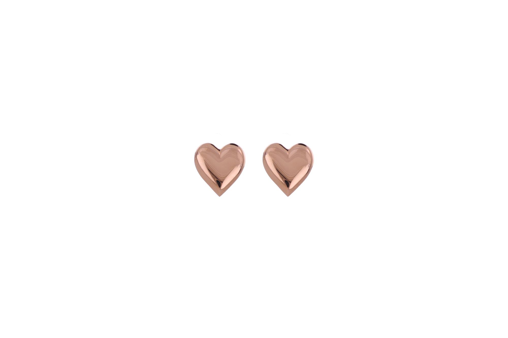 Pendientes de botón de plata rosa con corazón - CUORI MILANO
