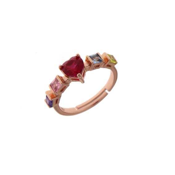 Rose silver ring with colored zircons - CUORI MILANO