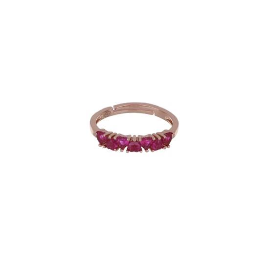 Anillo en plata rosa con circonitas rojas - CUORI MILANO