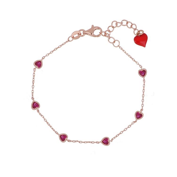 Rose silver bracelet with hearts - CUORI MILANO