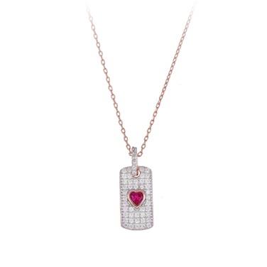 Bling Love necklace in silver and white and red zircons measuring 43cm - CUORI MILANO
