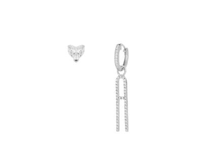 Orecchini con lettera "A" in argento con zirconi - CUORI MILANO