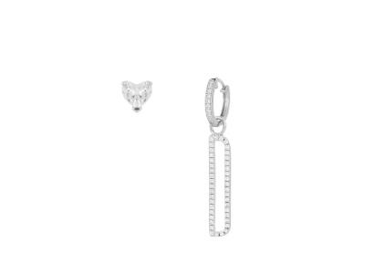 Orecchini con lettera "D" in argento con zirconi - CUORI MILANO