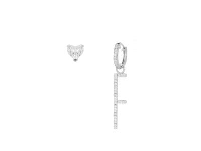 Orecchini con lettera "F" in argento con zirconi - CUORI MILANO