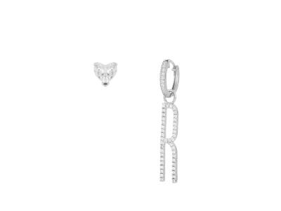 Orecchini con lettera "R" in argento con zirconi - CUORI MILANO