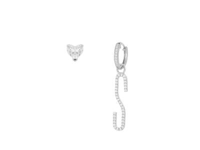Orecchini con lettera "S" in argento con zirconi - CUORI MILANO