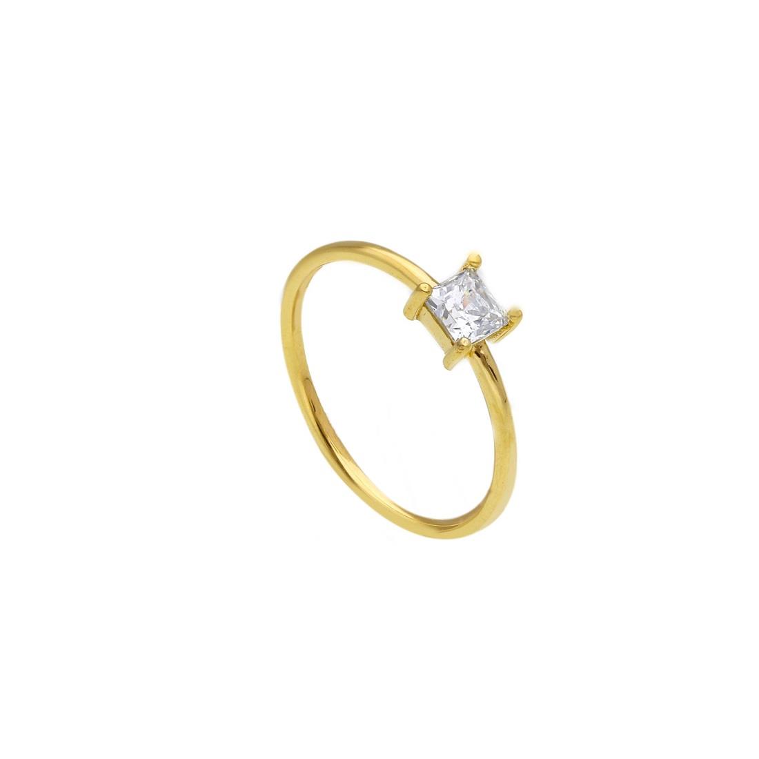 Solitaire ring in yellow gold with zircon - ORO&CO